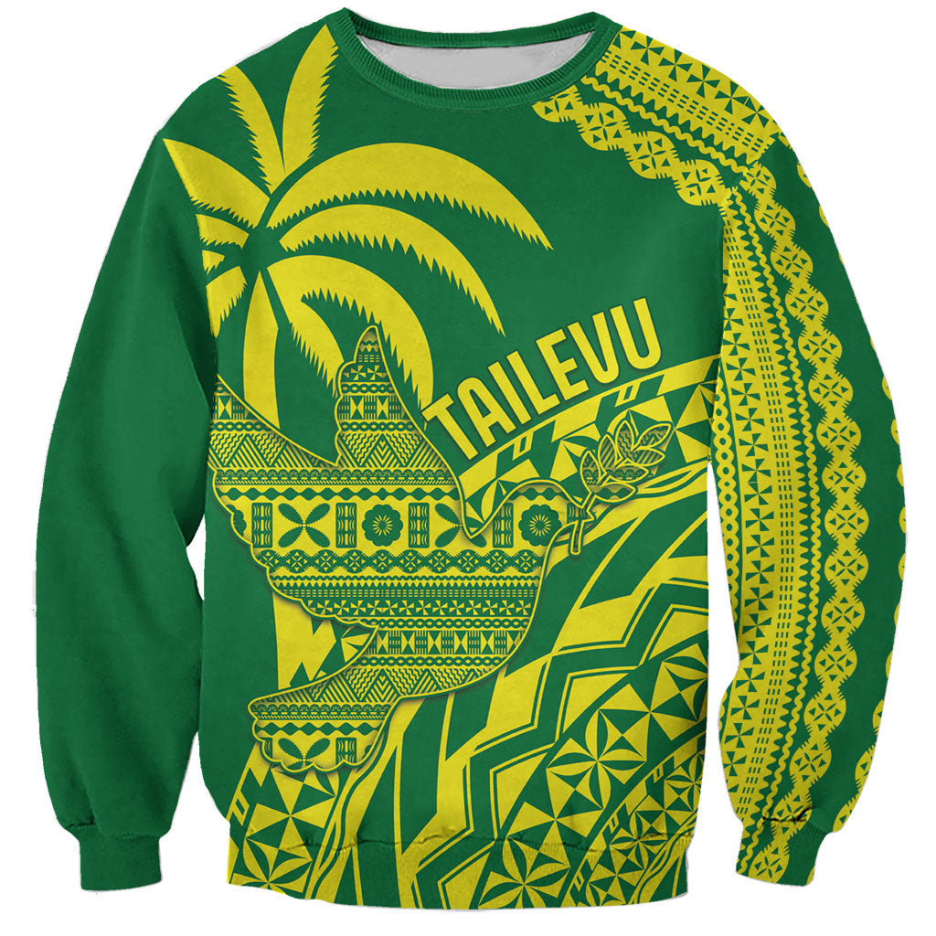 Tailevu Fiji 2026 Rugby Custom Sweatshirt Dove Nation Fijian Tapa Pattern LT14 Unisex Green - Polynesian Pride