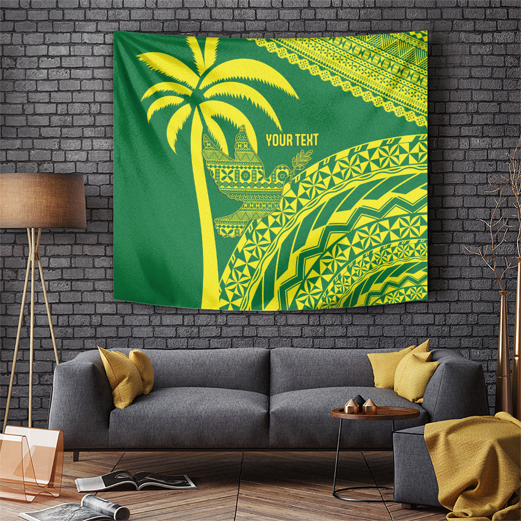 Tailevu Fiji 2026 Rugby Custom Tapestry Dove Nation Fijian Tapa Pattern LT14 Green - Polynesian Pride