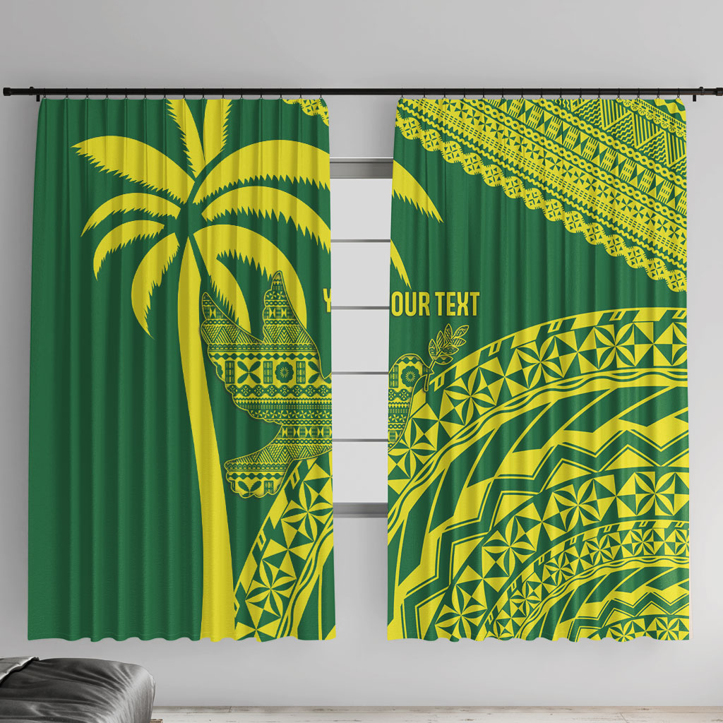 Tailevu Fiji 2026 Rugby Custom Window Curtain Dove Nation Fijian Tapa Pattern