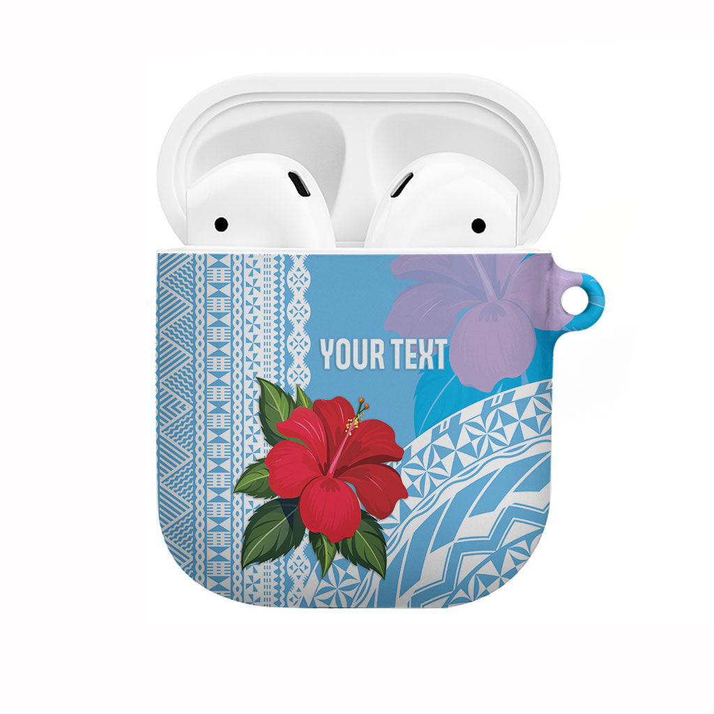 Suva Fiji 2026 Rugby Custom AirPods Case Hibiscus Fijian Tapa Pattern LT14 Blue - Polynesian Pride