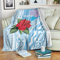 Suva Fiji 2026 Rugby Custom Blanket Hibiscus Fijian Tapa Pattern LT14 Blue - Polynesian Pride
