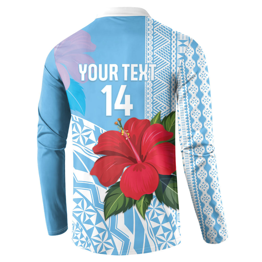 Suva Fiji 2026 Rugby Custom Button Sweatshirt Hibiscus Fijian Tapa Pattern