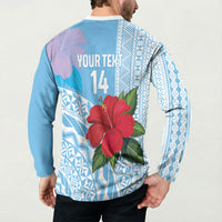 Suva Fiji 2026 Rugby Custom Button Sweatshirt Hibiscus Fijian Tapa Pattern