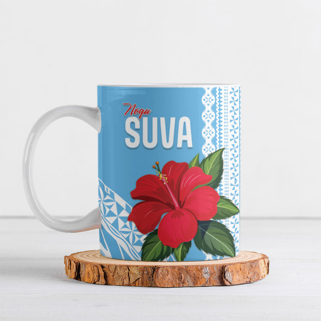 Suva Fiji 2026 Rugby Custom Ceramic Mug Hibiscus Fijian Tapa Pattern