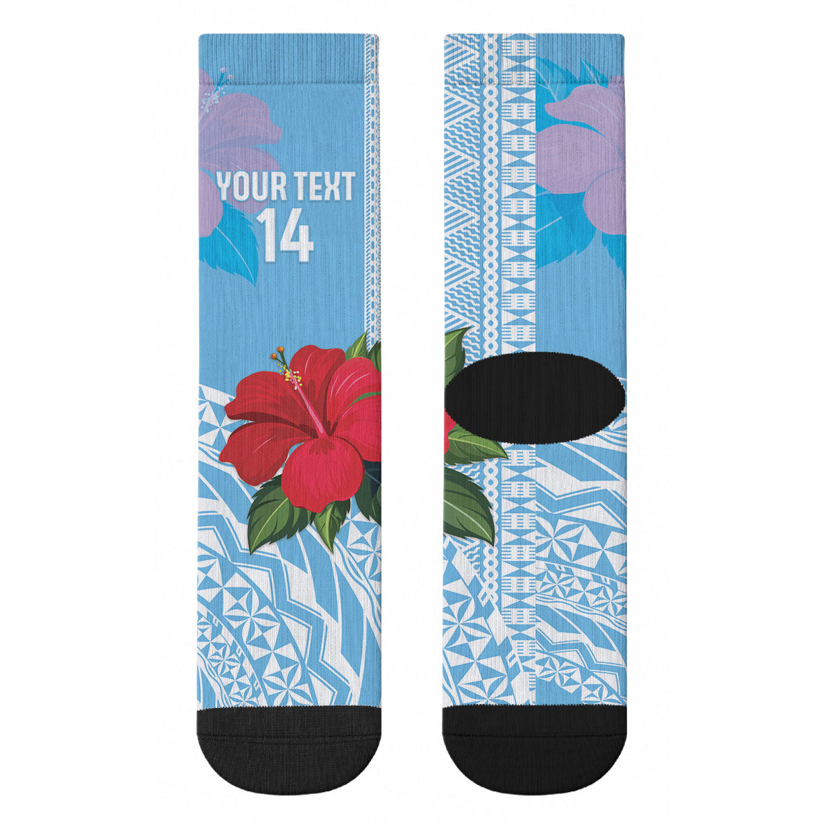 Suva Fiji 2026 Rugby Custom Crew Socks Hibiscus Fijian Tapa Pattern LT14 - Polynesian Pride
