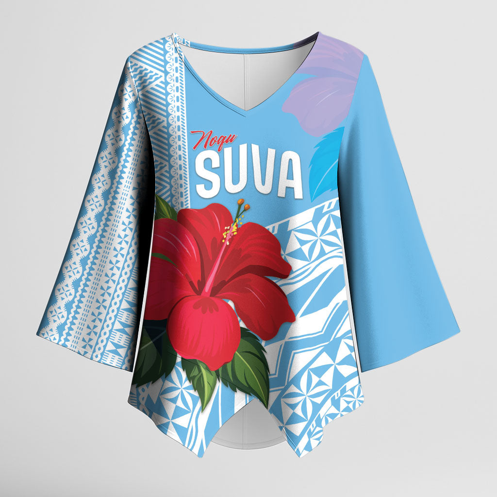Suva Fiji 2026 Rugby Custom Kimono Sleeve Blouse Hibiscus Fijian Tapa Pattern