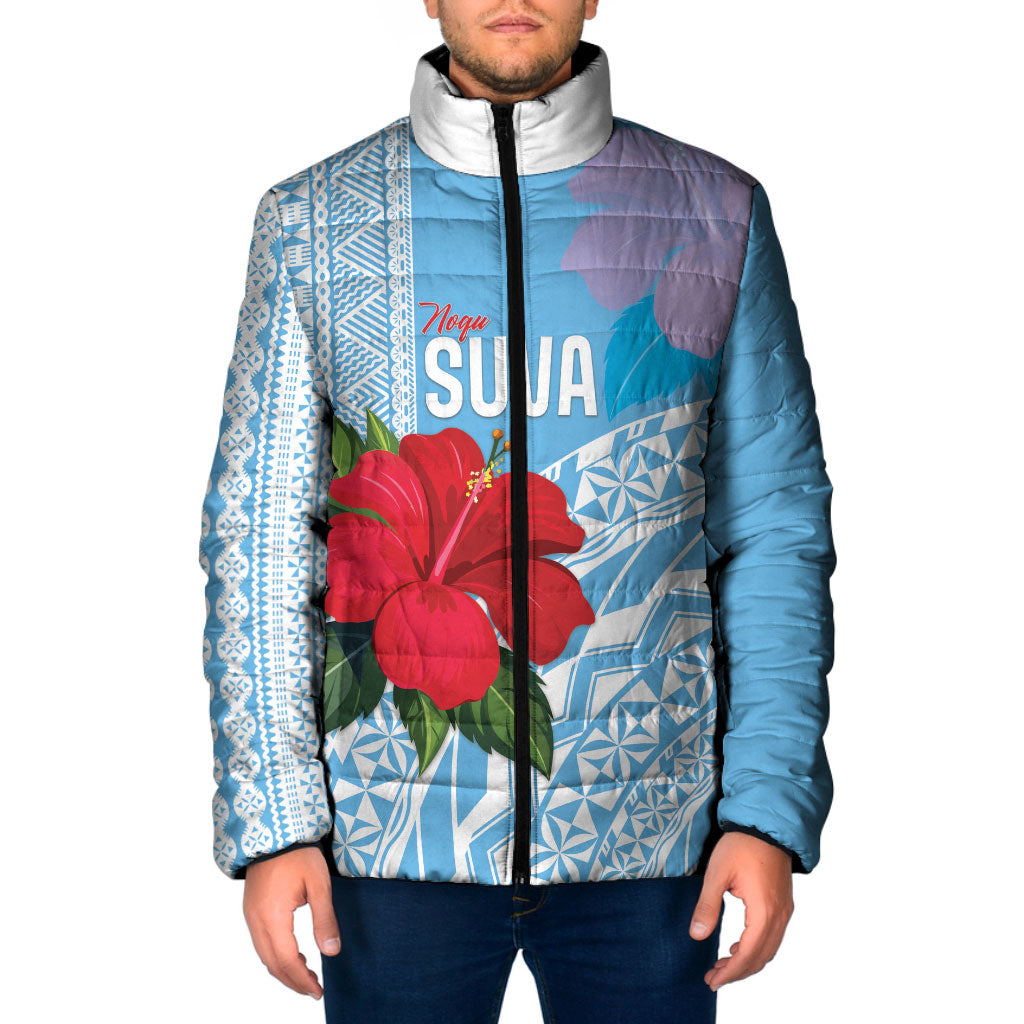 Suva Fiji 2026 Rugby Custom Padded Jacket Hibiscus Fijian Tapa Pattern