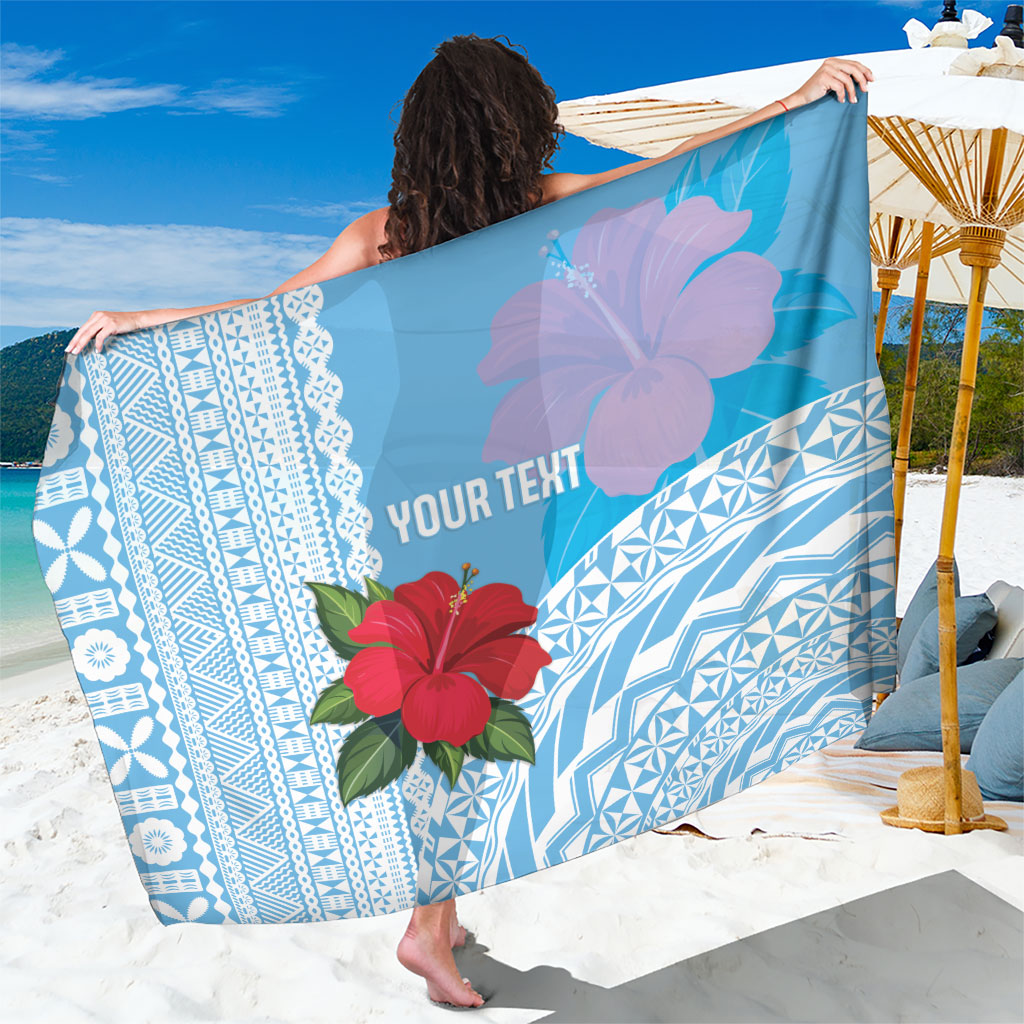 Suva Fiji 2026 Rugby Custom Sarong Hibiscus Fijian Tapa Pattern LT14 One Size 44 x 66 inches Blue - Polynesian Pride