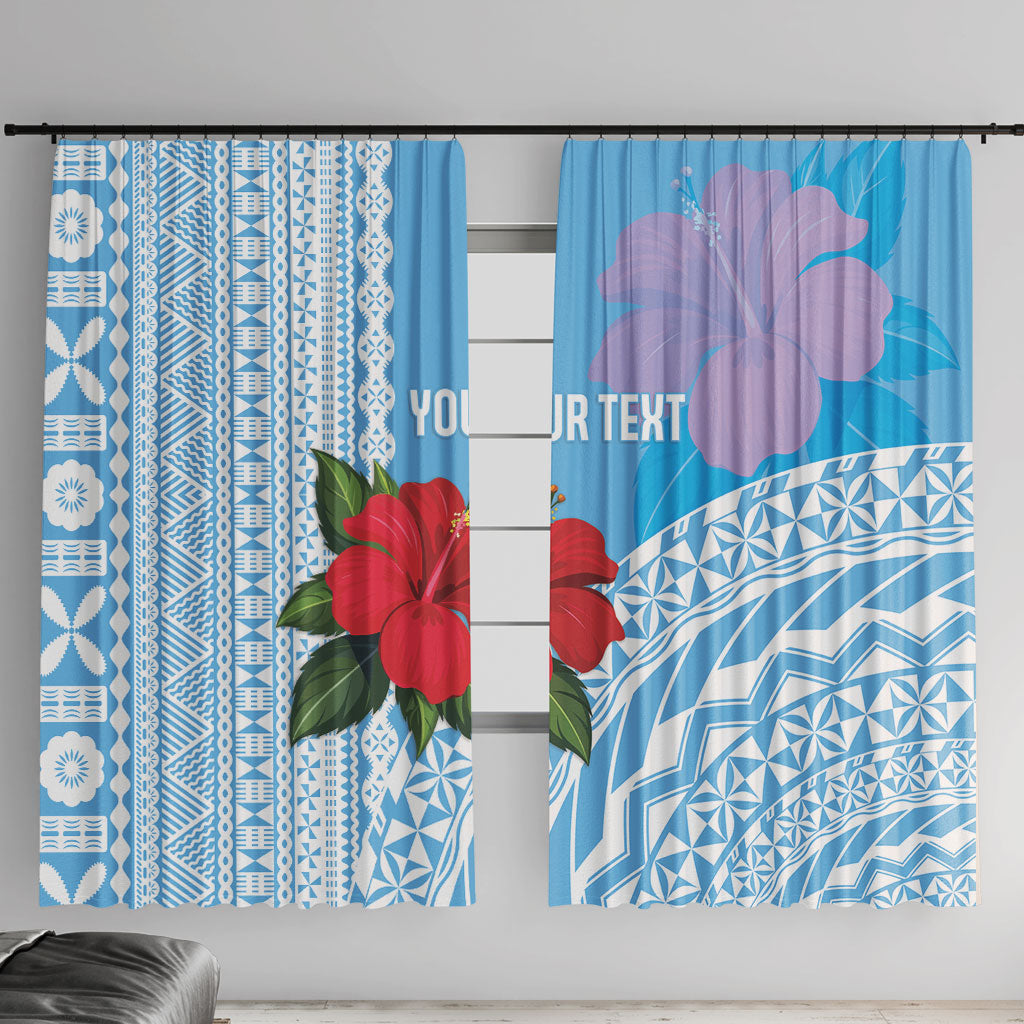 Suva Fiji 2026 Rugby Custom Window Curtain Hibiscus Fijian Tapa Pattern