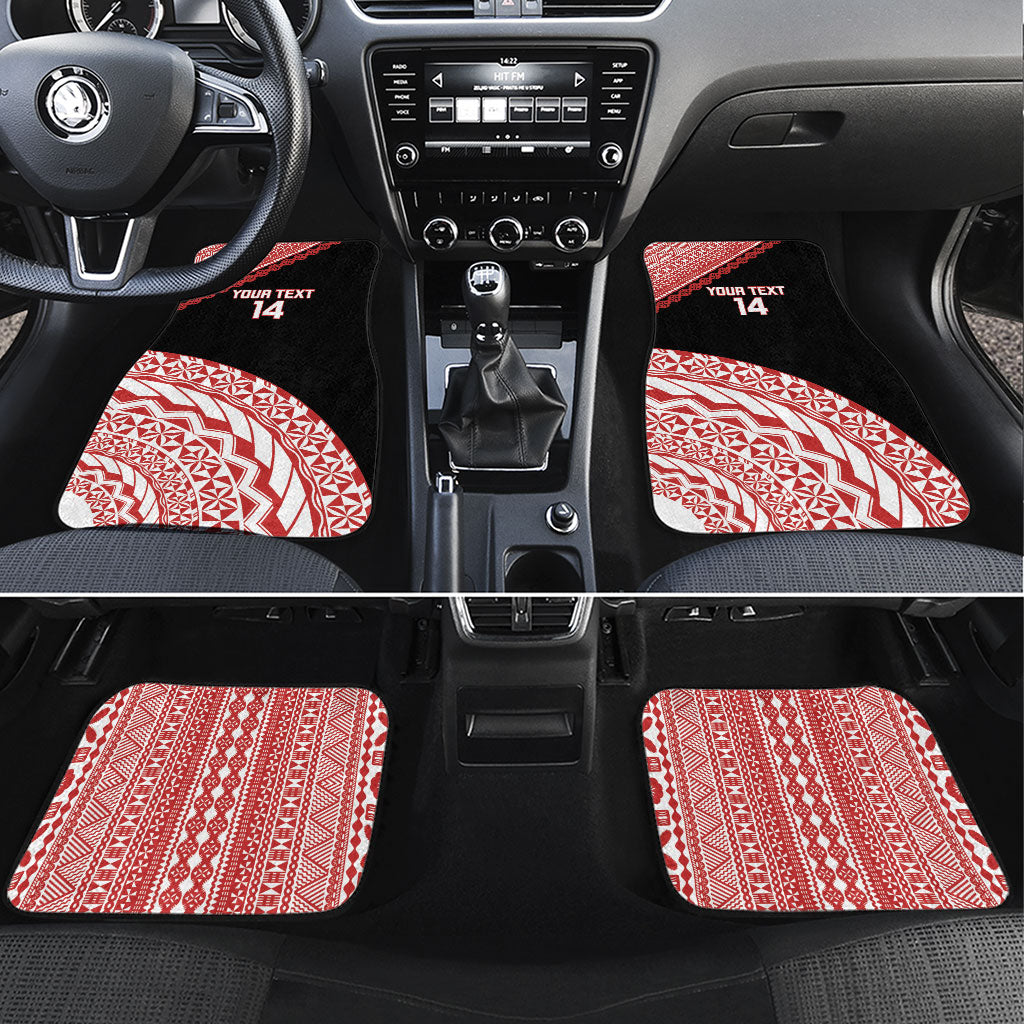 Rewa Fiji 2026 Rugby Custom Car Mats Ura Prawn Fijian Tapa Pattern LT14 Set 4pcs Red - Polynesian Pride