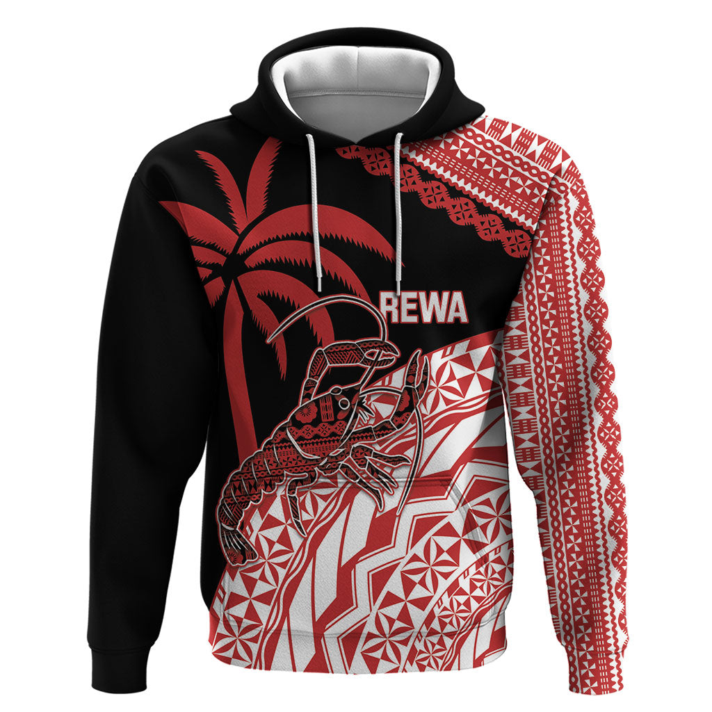 Rewa Fiji 2026 Rugby Custom Hoodie Ura Prawn Fijian Tapa Pattern