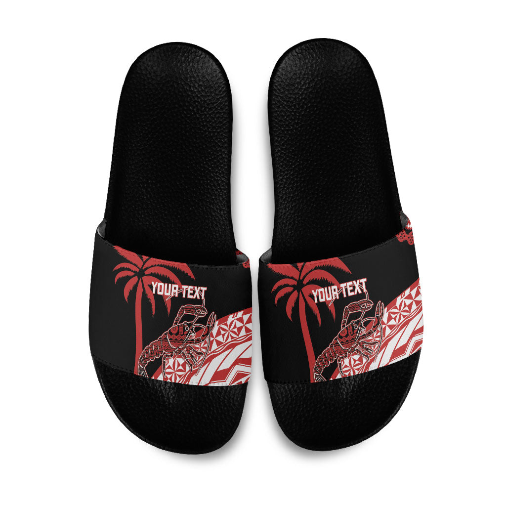 Rewa Fiji 2026 Rugby Custom Slide Sandals Ura Prawn Fijian Tapa Pattern LT14 Red - Polynesian Pride