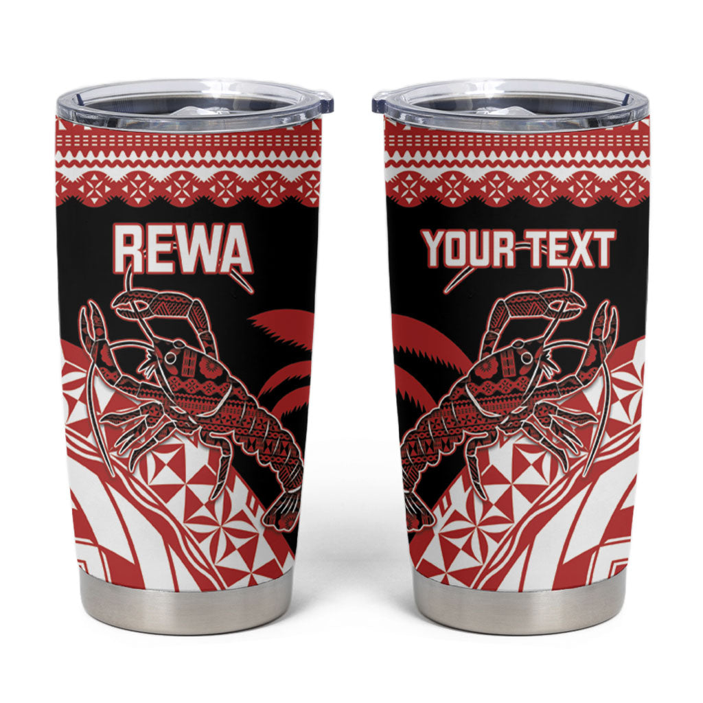 Rewa Fiji 2026 Rugby Custom Tumbler Cup Ura Prawn Fijian Tapa Pattern