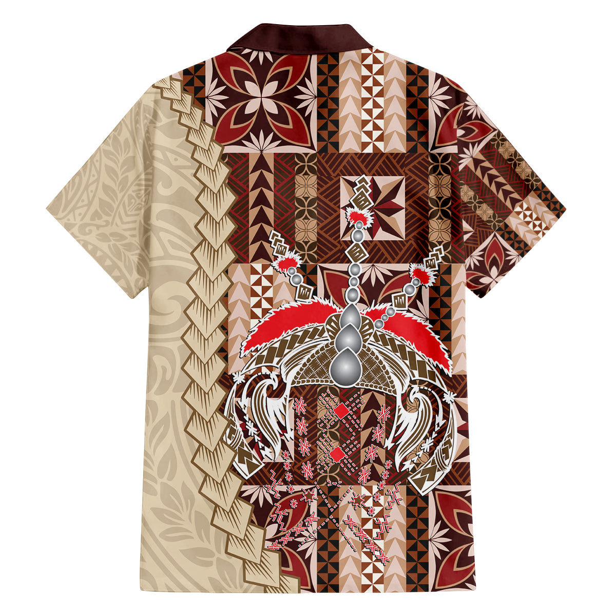 Samoa Tapau Family Matching Off Shoulder Long Sleeve Dress and Hawaiian Shirt Samoan Siapo Pattern LT14 - Polynesian Pride
