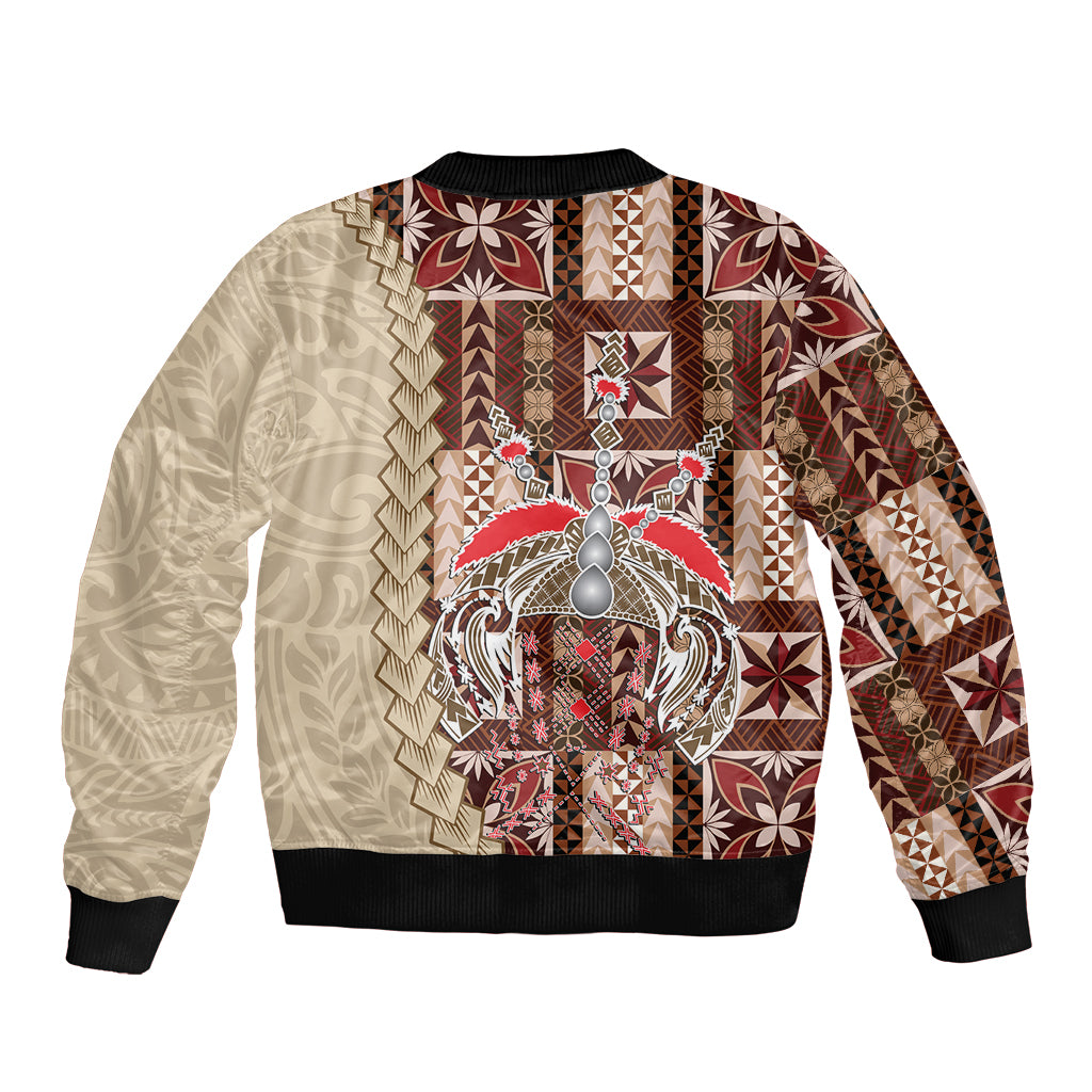 Samoa Tapau Sleeve Zip Bomber Jacket Samoan Siapo Pattern LT14 - Polynesian Pride