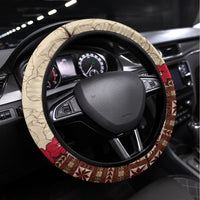 Samoa Siapo Steering Wheel Cover Tapa Pattern Mix Ula Fala Hibiscus