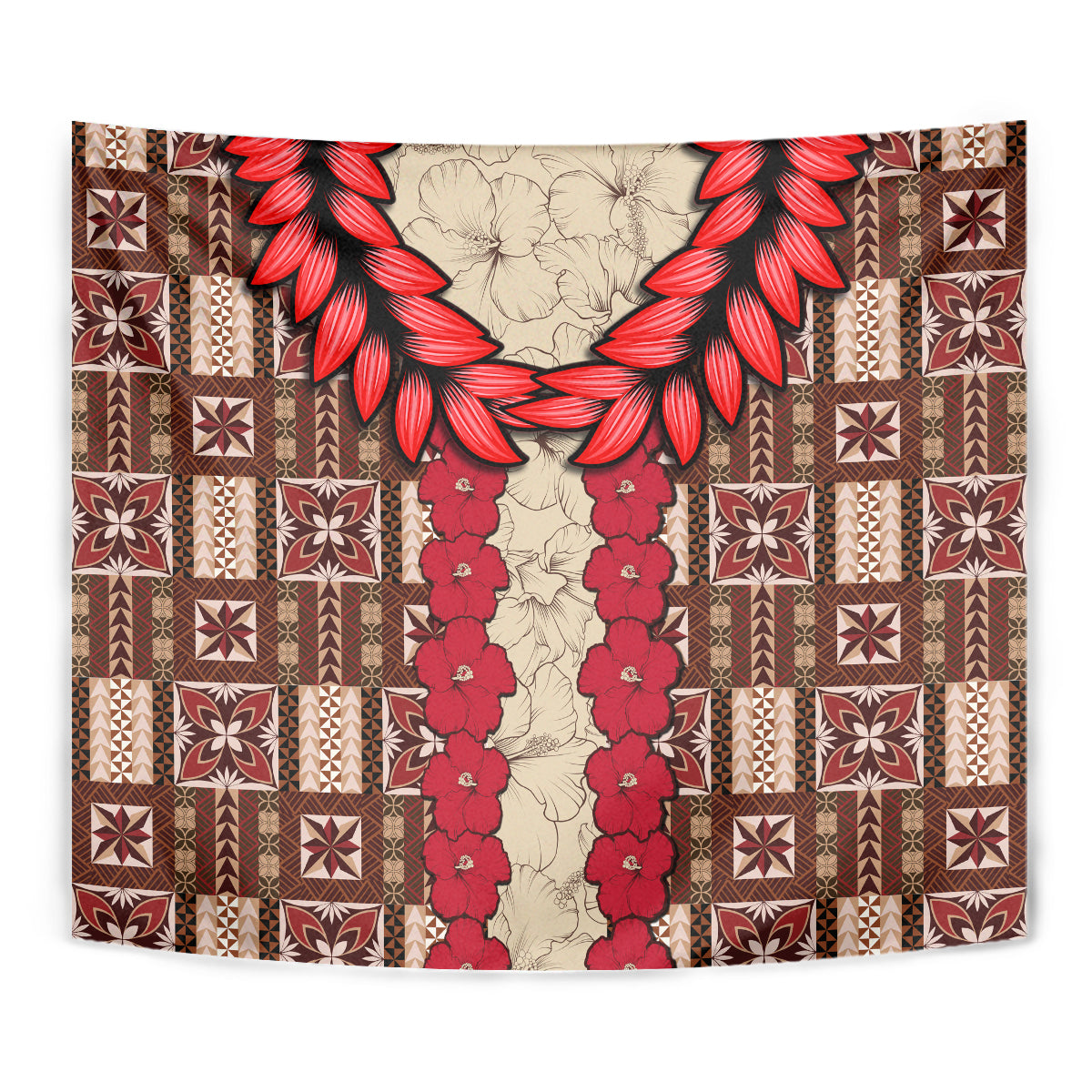 Samoa Siapo Tapestry Tapa Pattern Mix Ula Fala Hibiscus LT14 - Polynesian Pride