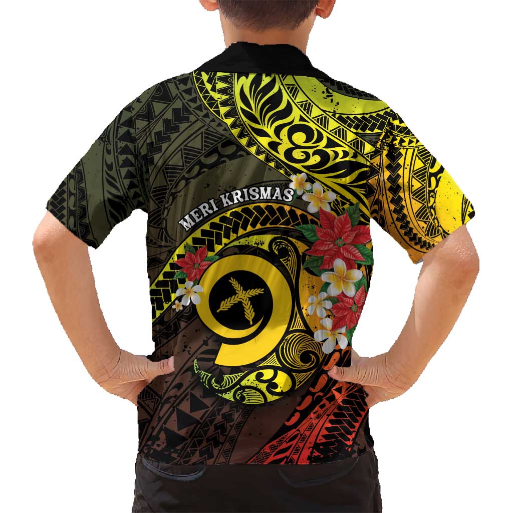 Vanuatu Christmas Family Matching Long Sleeve Bodycon Dress and Hawaiian Shirt Vanuatuan Pig Tusk - Meri Krismas! LT14 - Polynesian Pride