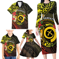 Vanuatu Christmas Family Matching Long Sleeve Bodycon Dress and Hawaiian Shirt Vanuatuan Pig Tusk - Meri Krismas! LT14 - Polynesian Pride