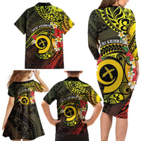 Vanuatu Christmas Family Matching Long Sleeve Bodycon Dress and Hawaiian Shirt Vanuatuan Pig Tusk - Meri Krismas! LT14 - Polynesian Pride