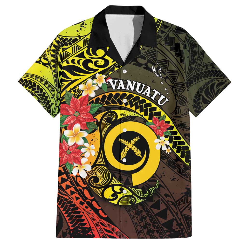 Vanuatu Christmas Family Matching Puletasi and Hawaiian Shirt Vanuatuan Pig Tusk - Meri Krismas! LT14 Dad's Shirt - Short Sleeve Black - Polynesian Pride