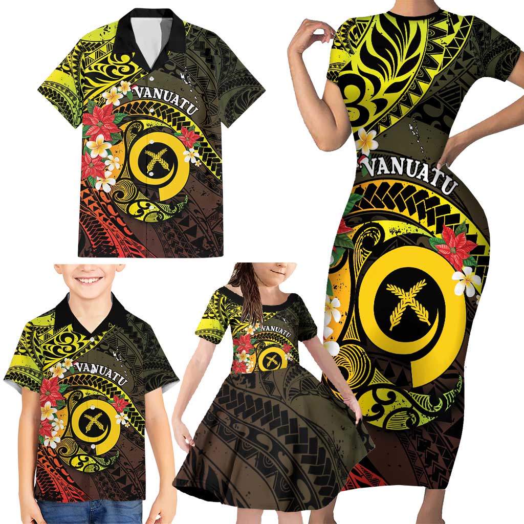 Vanuatu Christmas Family Matching Short Sleeve Bodycon Dress and Hawaiian Shirt Vanuatuan Pig Tusk - Meri Krismas! LT14 - Polynesian Pride