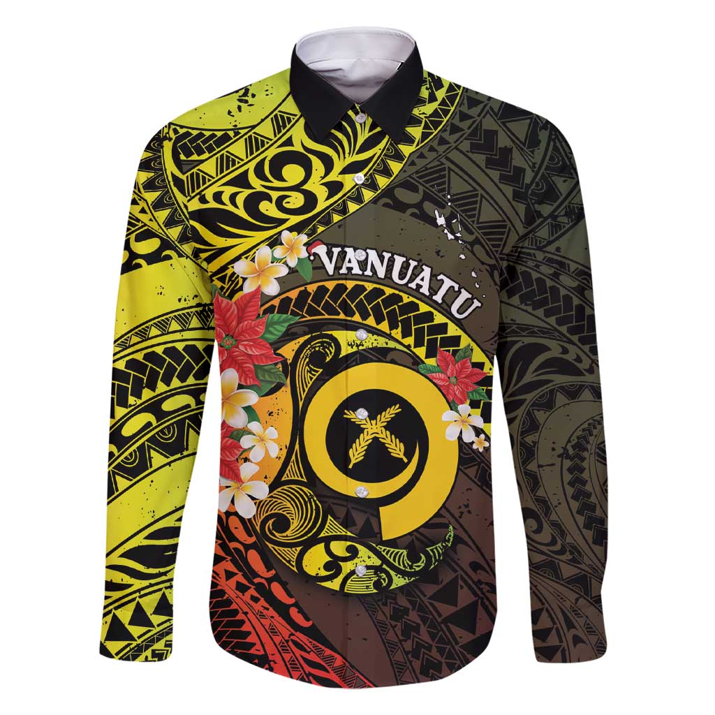 Vanuatu Christmas Family Matching Short Sleeve Bodycon Dress and Hawaiian Shirt Vanuatuan Pig Tusk - Meri Krismas! LT14 Dad's Shirt - Long Sleeve Black - Polynesian Pride