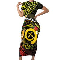 Vanuatu Christmas Family Matching Short Sleeve Bodycon Dress and Hawaiian Shirt Vanuatuan Pig Tusk - Meri Krismas! LT14 Mom's Dress Black - Polynesian Pride