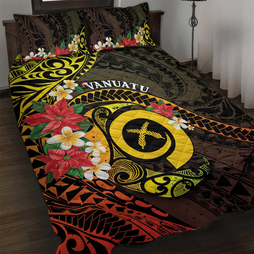 Vanuatu Christmas Quilt Bed Set Vanuatuan Pig Tusk - Meri Krismas!