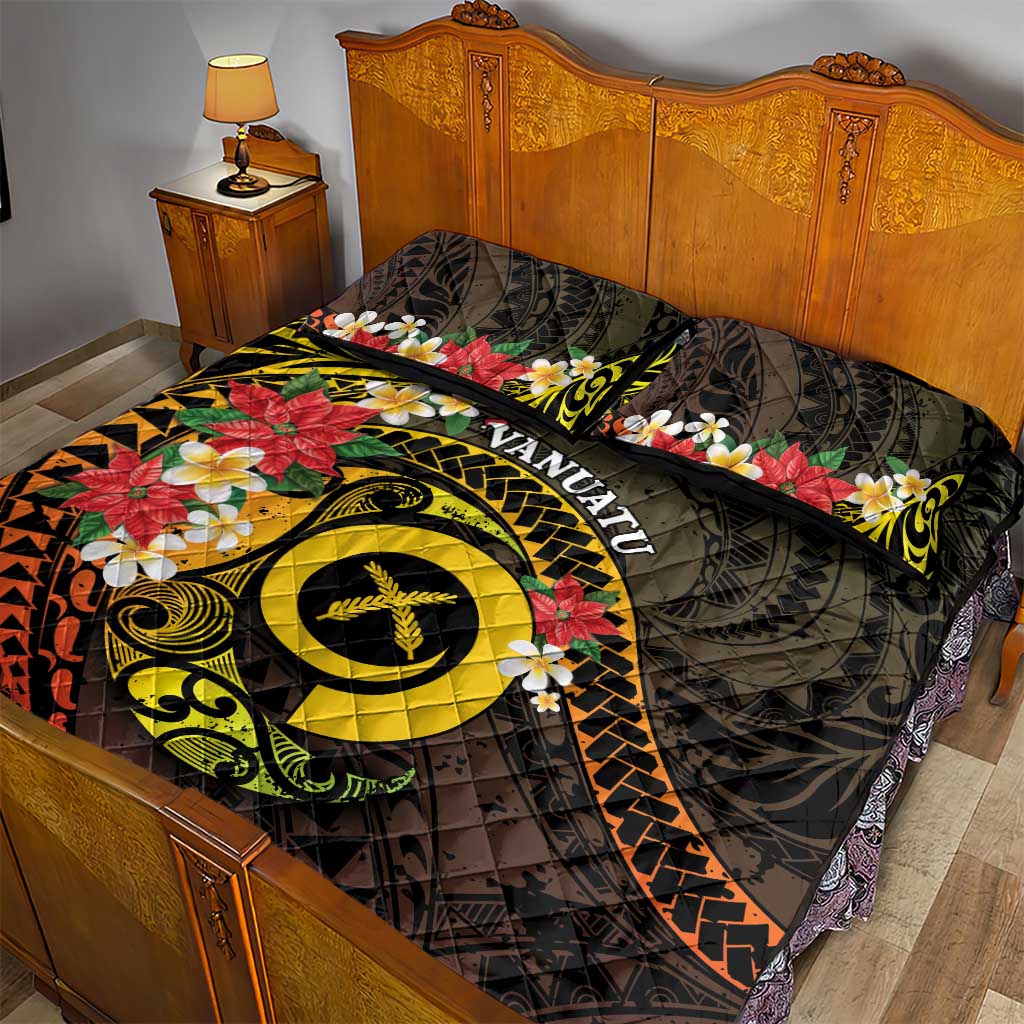 Vanuatu Christmas Quilt Bed Set Vanuatuan Pig Tusk - Meri Krismas!