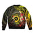 Vanuatu Christmas Sleeve Zip Bomber Jacket Vanuatuan Pig Tusk - Meri Krismas!