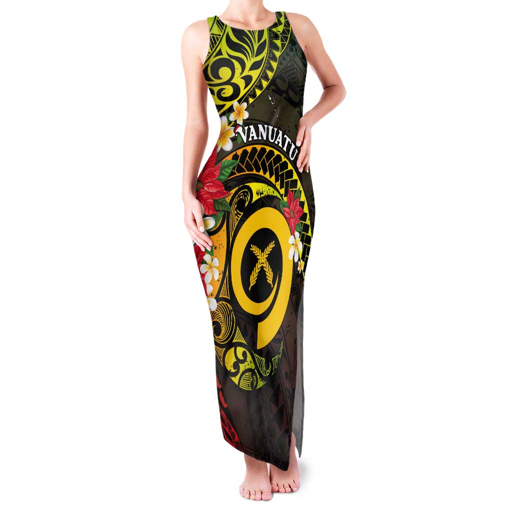 Vanuatu Christmas Tank Maxi Dress Vanuatuan Pig Tusk - Meri Krismas!