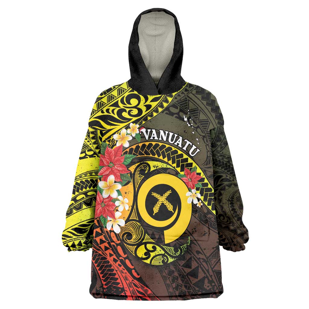 Vanuatu Christmas Wearable Blanket Hoodie Vanuatuan Pig Tusk - Meri Krismas!