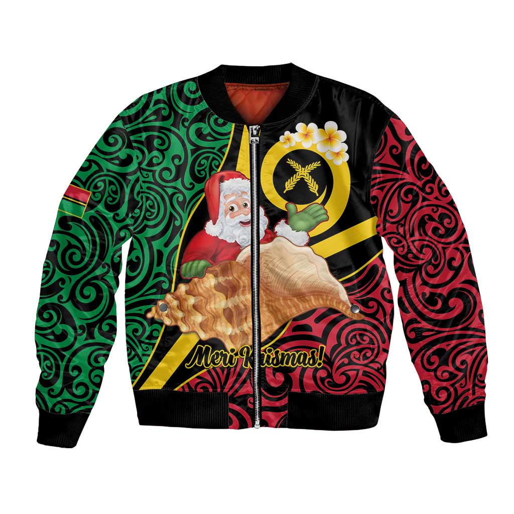 Vanuatu Christmas Bomber Jacket Vanuatuan Conch Shell - Meri Krismas!