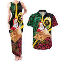 Vanuatu Christmas Couples Matching Tank Maxi Dress and Hawaiian Shirt Vanuatuan Conch Shell - Meri Krismas!