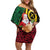 Vanuatu Christmas Off Shoulder Short Dress Vanuatuan Conch Shell - Meri Krismas!