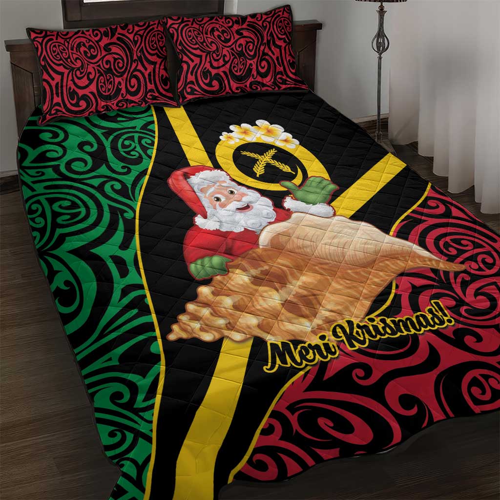 Vanuatu Christmas Quilt Bed Set Vanuatuan Conch Shell - Meri Krismas!