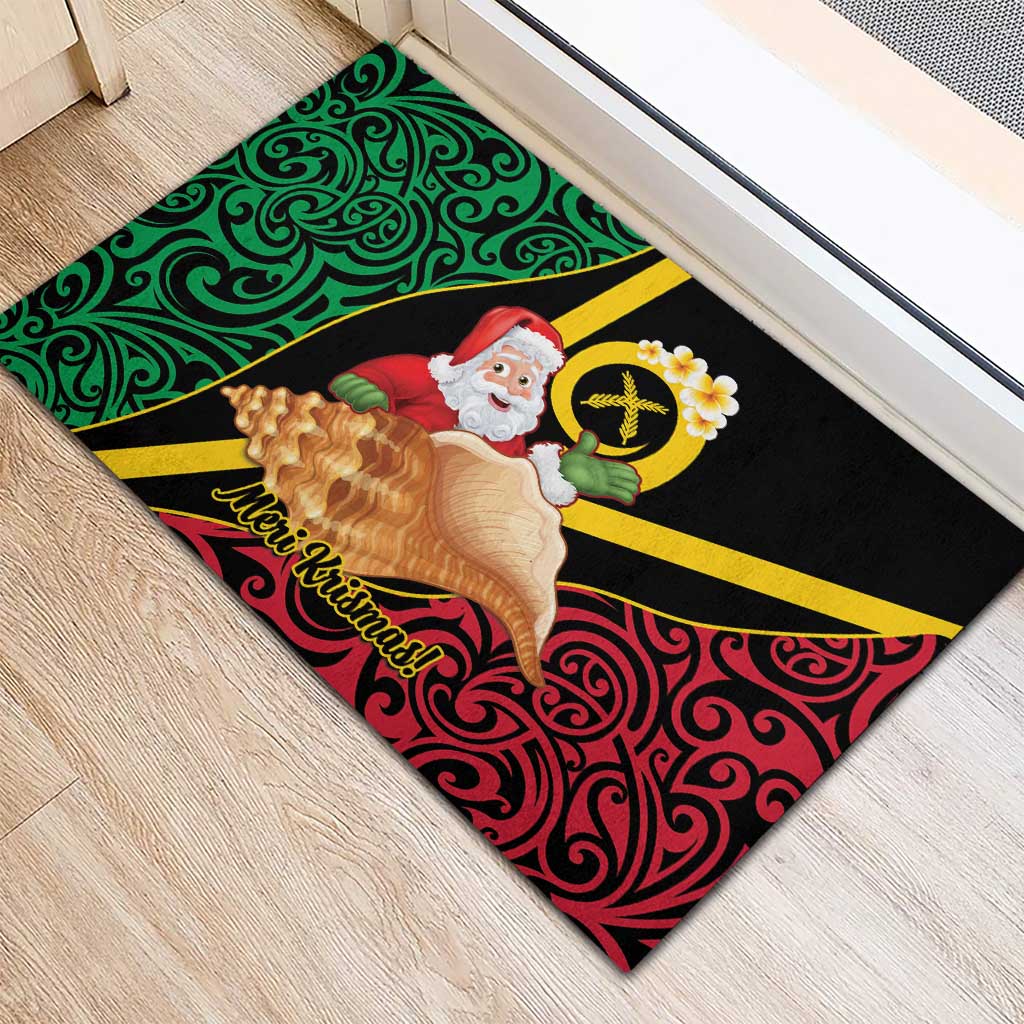 Vanuatu Christmas Rubber Doormat Vanuatuan Conch Shell - Meri Krismas!