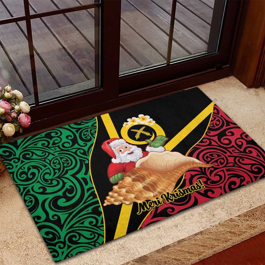 Vanuatu Christmas Rubber Doormat Vanuatuan Conch Shell - Meri Krismas!