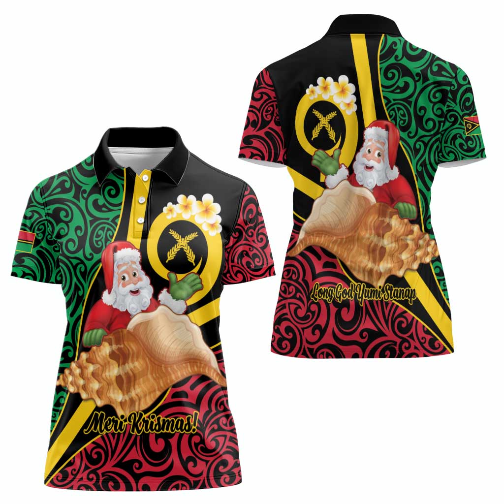 Vanuatu Christmas Women Polo Shirt Vanuatuan Conch Shell - Meri Krismas!