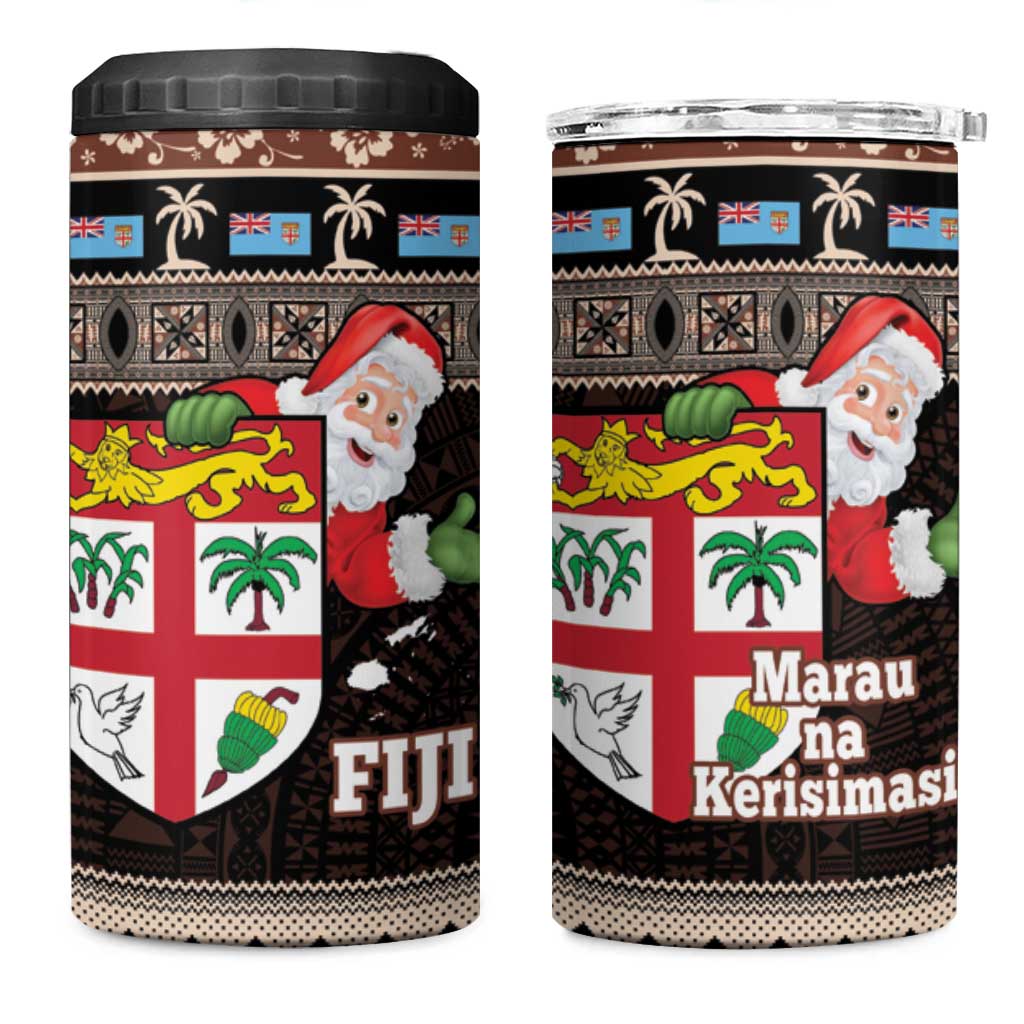 Fiji Christmas 4 in 1 Can Cooler Tumbler Fijian Masi Marau na Kerisimasi! - Brown LT14 One Size: 16 oz Brown - Polynesian Pride