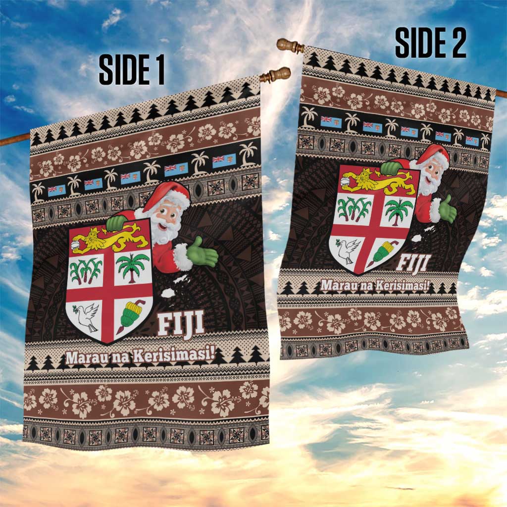 Fiji Christmas Garden Flag Fijian Masi Marau na Kerisimasi! - Brown