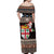 Fiji Christmas Off Shoulder Maxi Dress Fijian Masi Marau na Kerisimasi! - Brown