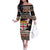 Fiji Christmas Off The Shoulder Long Sleeve Dress Fijian Masi Marau na Kerisimasi! - Brown