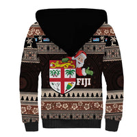 Fiji Christmas Sherpa Hoodie Fijian Masi Marau na Kerisimasi! - Brown