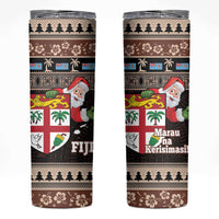 Fiji Christmas Skinny Tumbler Fijian Masi Marau na Kerisimasi! - Brown LT14 Brown - Polynesian Pride