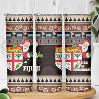 Fiji Christmas Skinny Tumbler Fijian Masi Marau na Kerisimasi! - Brown LT14 - Polynesian Pride