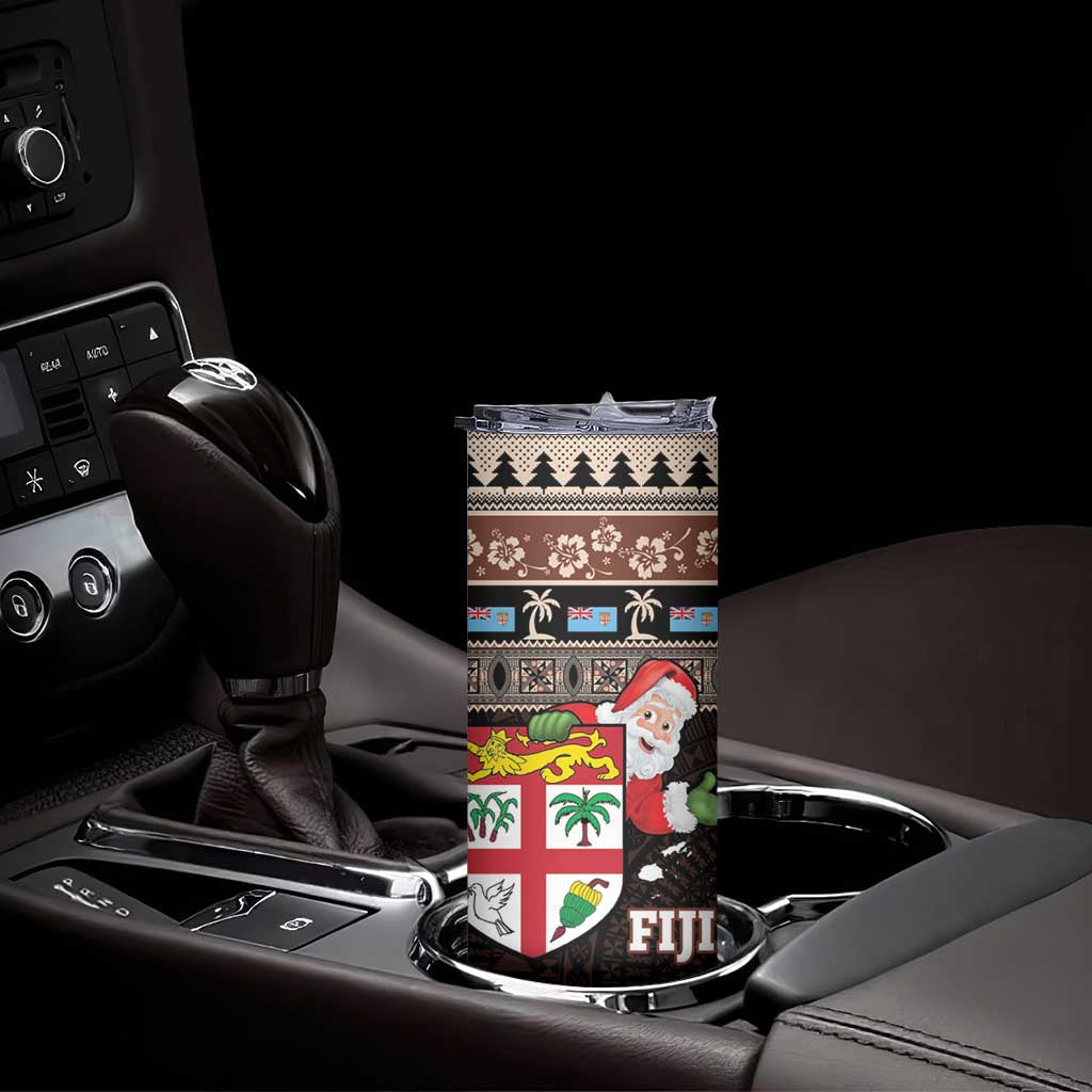Fiji Christmas Skinny Tumbler Fijian Masi Marau na Kerisimasi! - Brown LT14 - Polynesian Pride