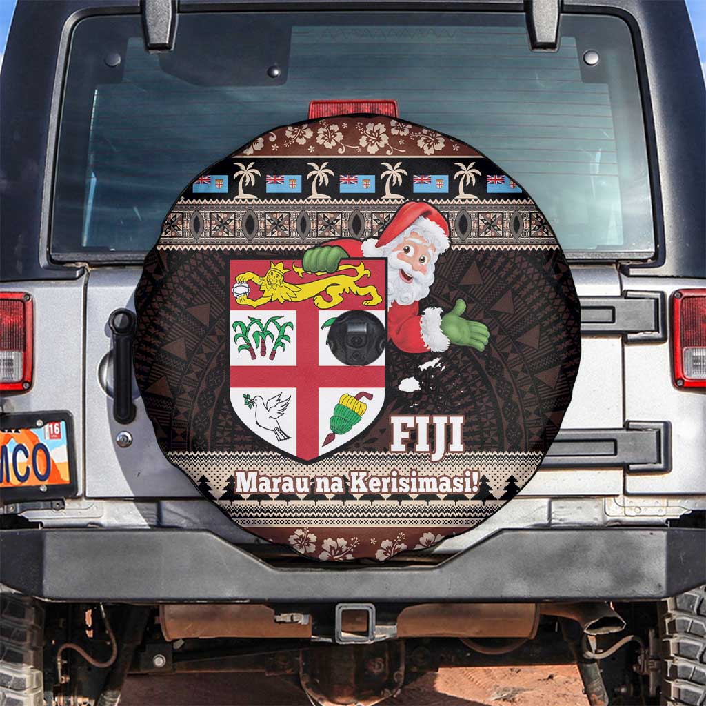 Fiji Christmas Spare Tire Cover Fijian Masi Marau na Kerisimasi! - Brown