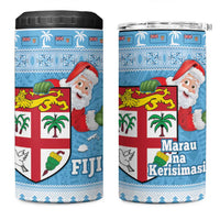 Fiji Christmas 4 in 1 Can Cooler Tumbler Fijian Masi Marau na Kerisimasi! - Blue LT14 One Size: 16 oz Blue - Polynesian Pride